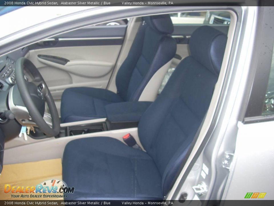 2008 Honda Civic Hybrid Sedan Alabaster Silver Metallic / Blue Photo #7