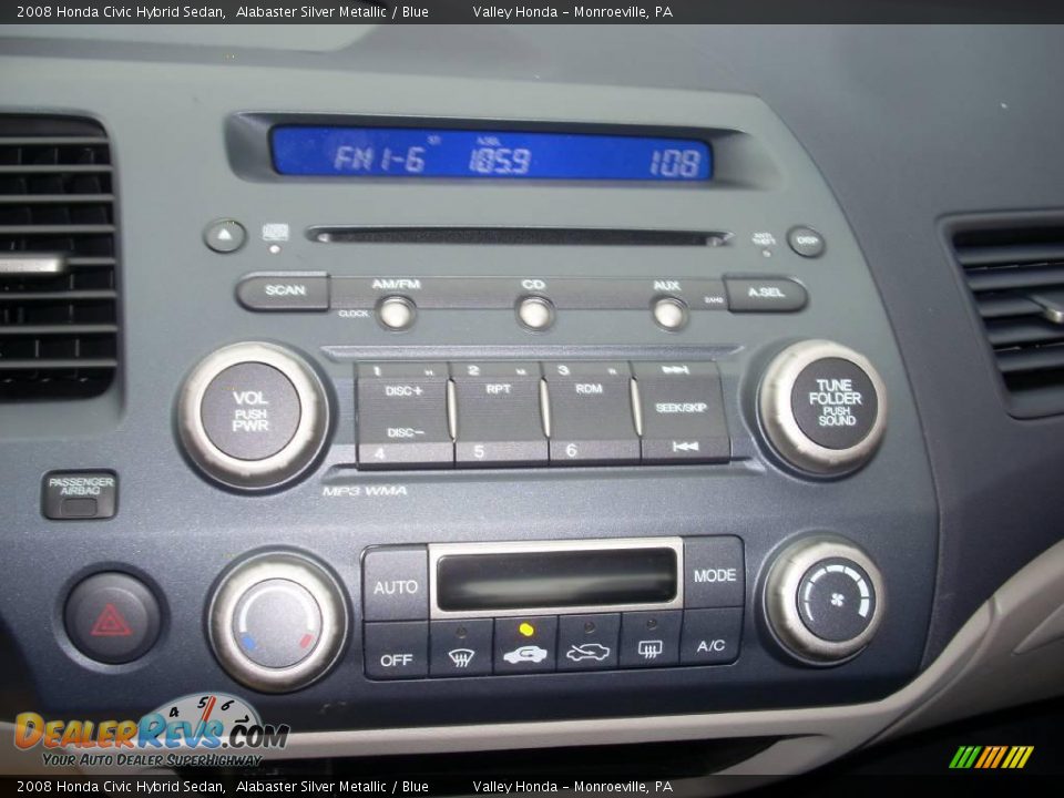 2008 Honda Civic Hybrid Sedan Alabaster Silver Metallic / Blue Photo #11