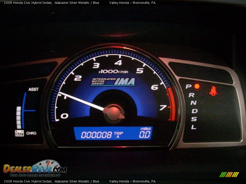 2008 Honda Civic Hybrid Sedan Alabaster Silver Metallic / Blue Photo #15