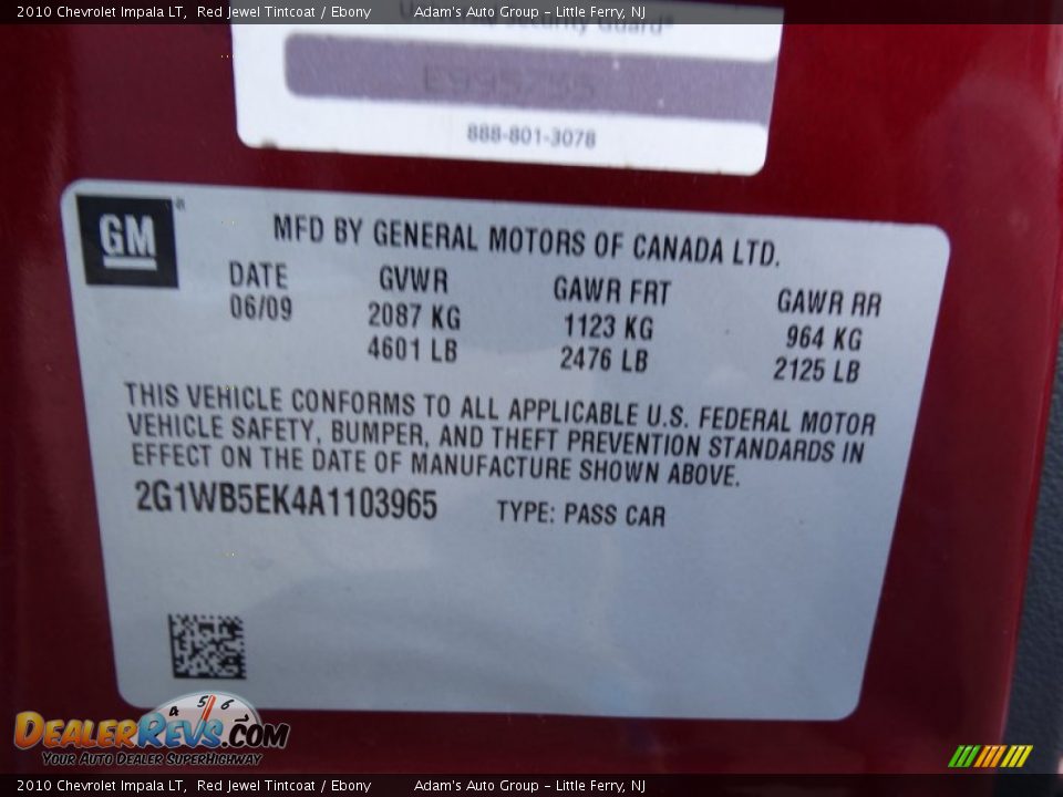 2010 Chevrolet Impala LT Red Jewel Tintcoat / Ebony Photo #9