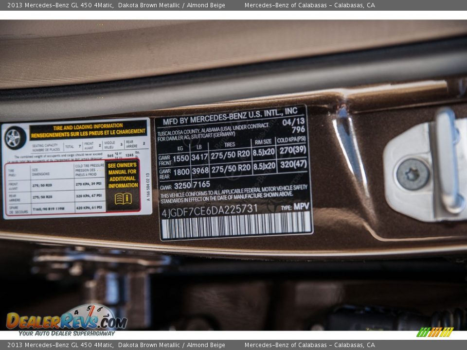 2013 Mercedes-Benz GL 450 4Matic Dakota Brown Metallic / Almond Beige Photo #22