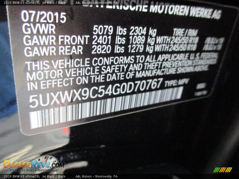 2016 BMW X3 xDrive28i Jet Black / Black Photo #19