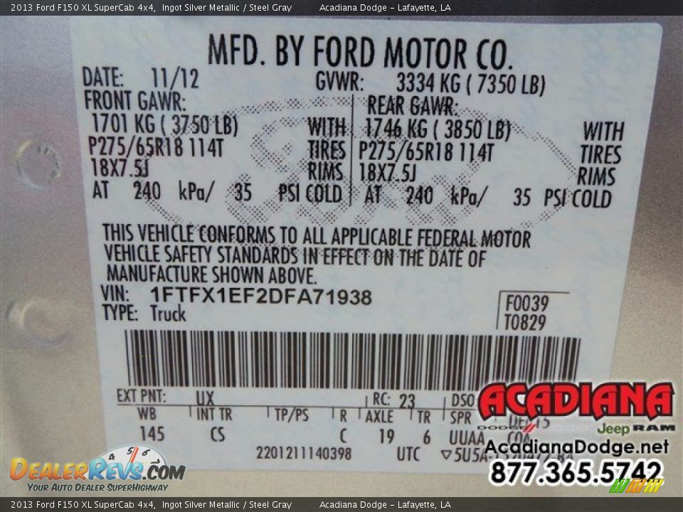 2013 Ford F150 XL SuperCab 4x4 Ingot Silver Metallic / Steel Gray Photo #16