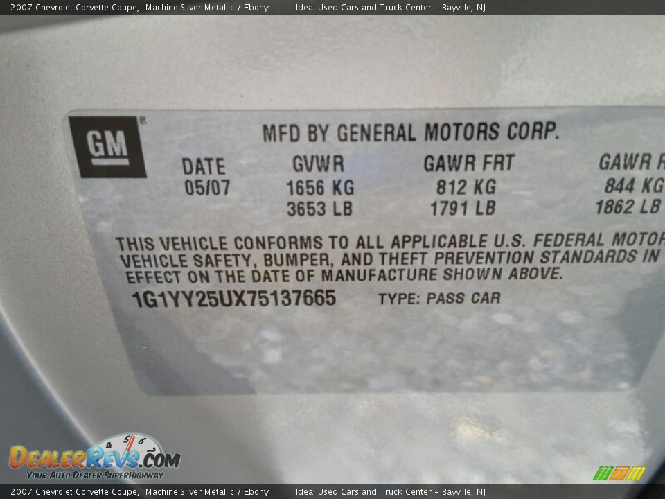 2007 Chevrolet Corvette Coupe Machine Silver Metallic / Ebony Photo #15