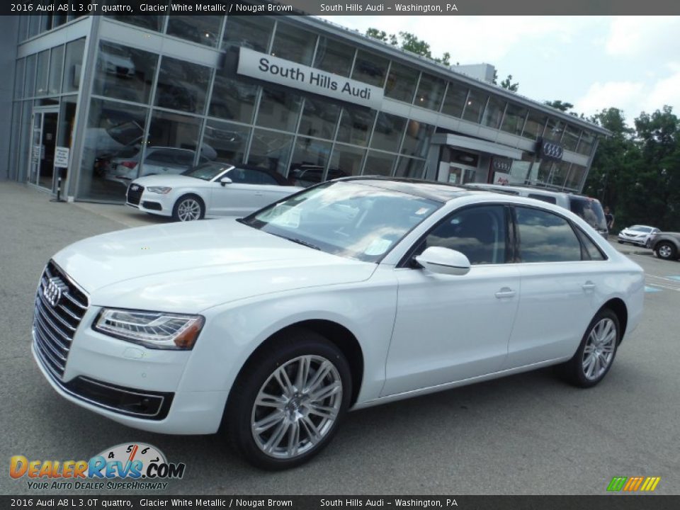 2016 Audi A8 L 3.0T quattro Glacier White Metallic / Nougat Brown Photo #1