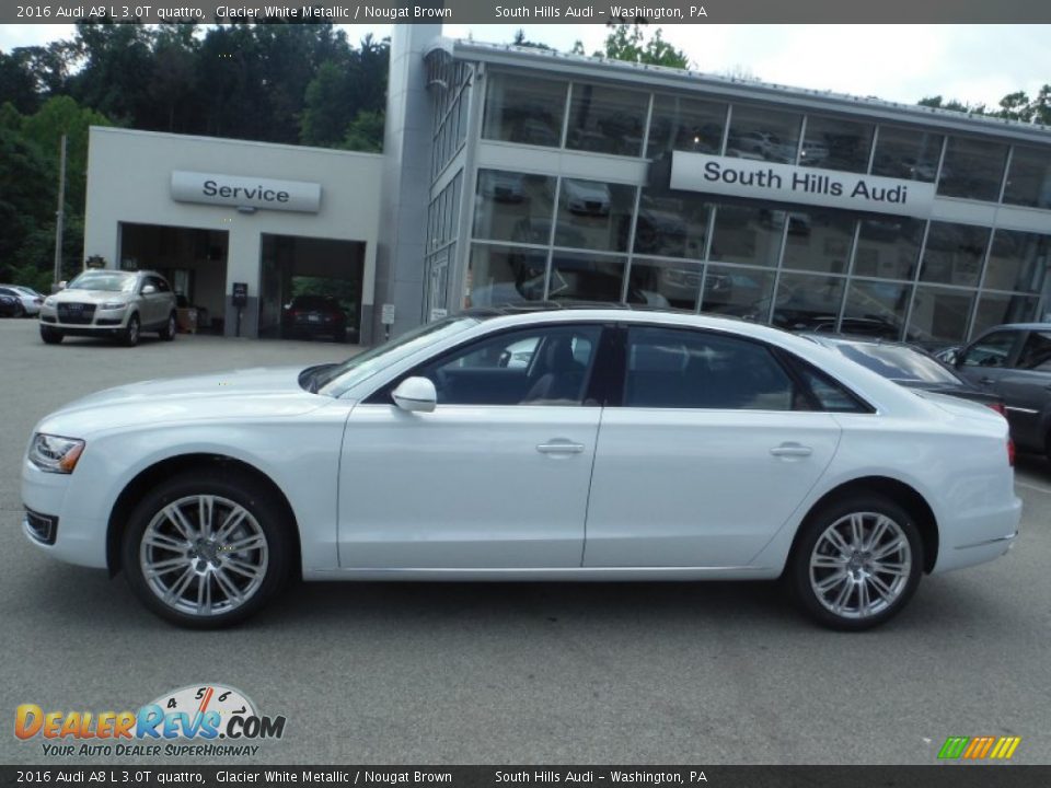2016 Audi A8 L 3.0T quattro Glacier White Metallic / Nougat Brown Photo #2