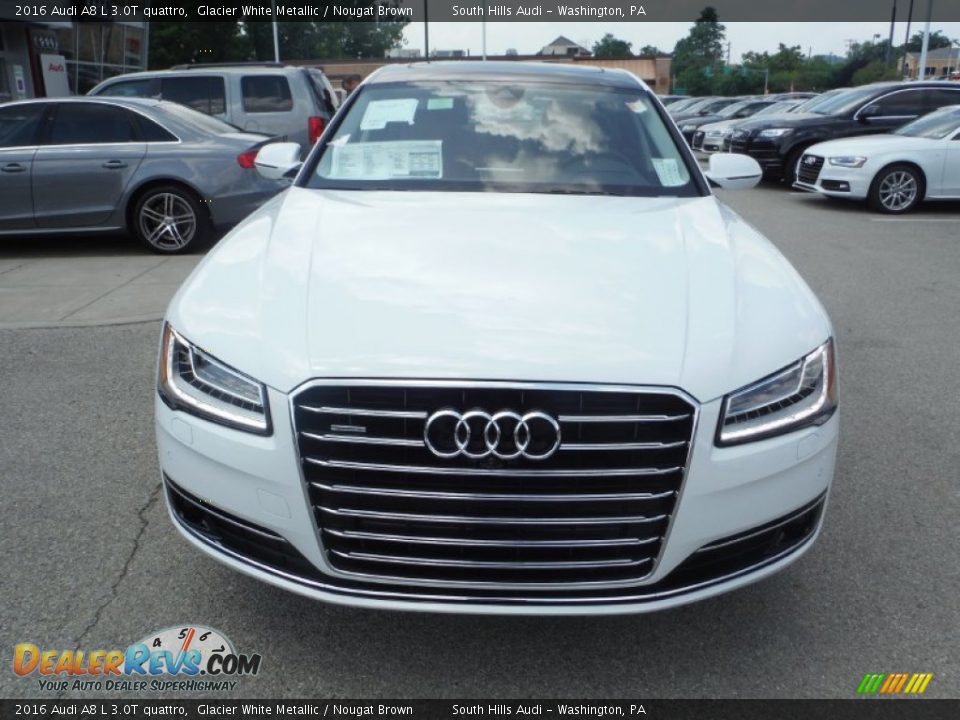 2016 Audi A8 L 3.0T quattro Glacier White Metallic / Nougat Brown Photo #6