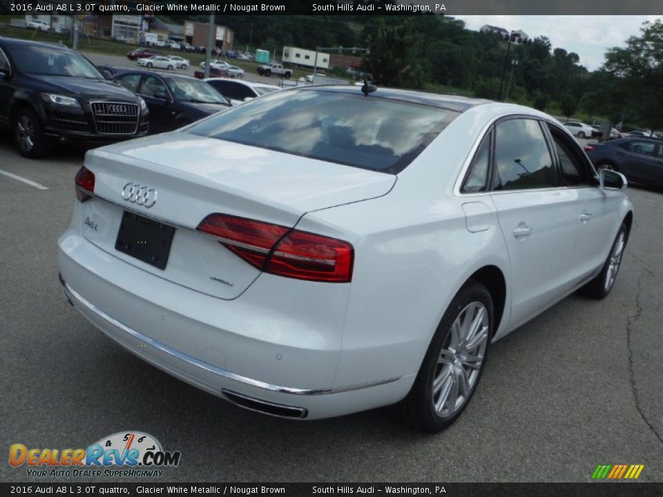 2016 Audi A8 L 3.0T quattro Glacier White Metallic / Nougat Brown Photo #12
