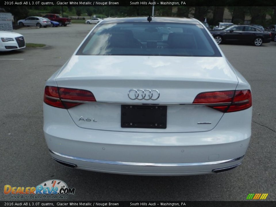 2016 Audi A8 L 3.0T quattro Glacier White Metallic / Nougat Brown Photo #13