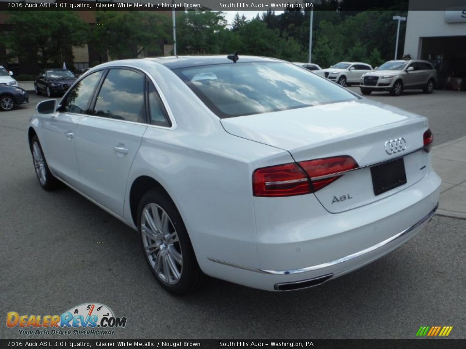 2016 Audi A8 L 3.0T quattro Glacier White Metallic / Nougat Brown Photo #14