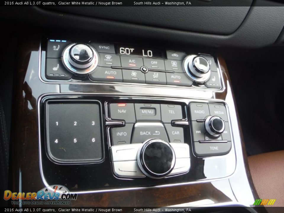 2016 Audi A8 L 3.0T quattro Glacier White Metallic / Nougat Brown Photo #24