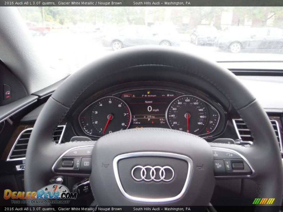 2016 Audi A8 L 3.0T quattro Glacier White Metallic / Nougat Brown Photo #27