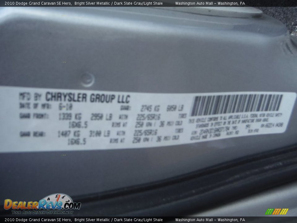 2010 Dodge Grand Caravan SE Hero Bright Silver Metallic / Dark Slate Gray/Light Shale Photo #19