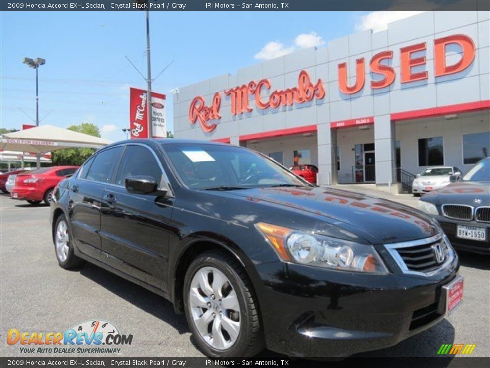 2009 Honda Accord EX-L Sedan Crystal Black Pearl / Gray Photo #2