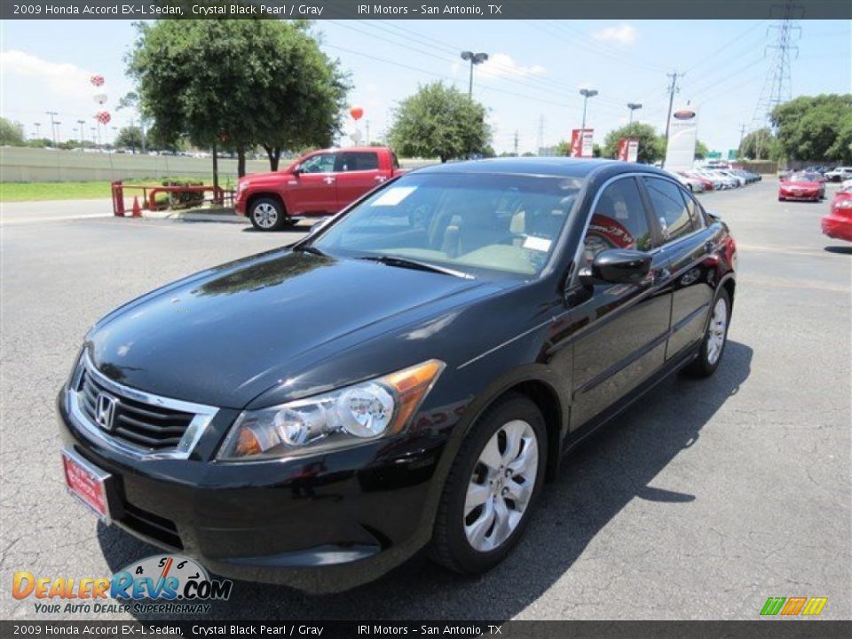 2009 Honda Accord EX-L Sedan Crystal Black Pearl / Gray Photo #4
