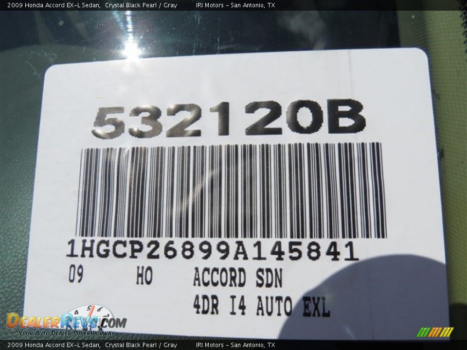 2009 Honda Accord EX-L Sedan Crystal Black Pearl / Gray Photo #26