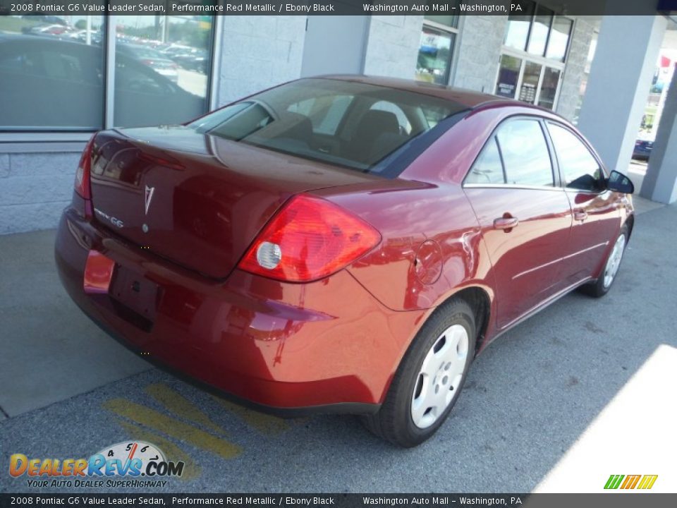 2008 Pontiac G6 Value Leader Sedan Performance Red Metallic / Ebony Black Photo #8