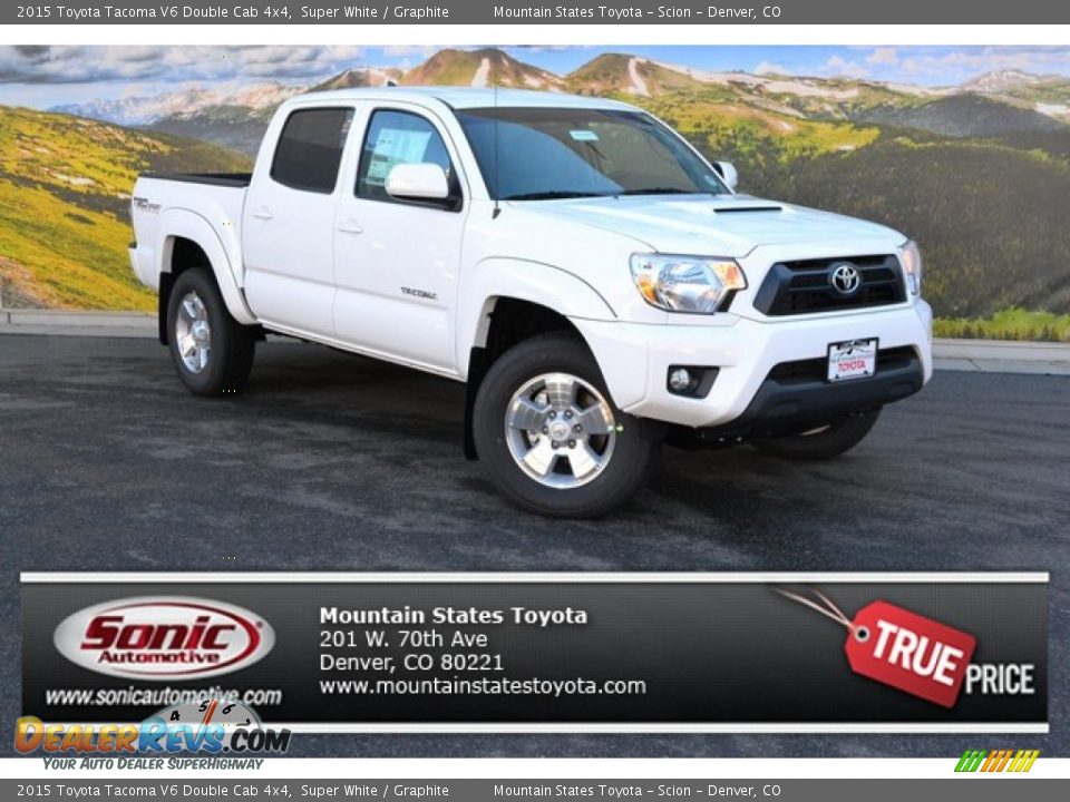 2015 Toyota Tacoma V6 Double Cab 4x4 Super White / Graphite Photo #1