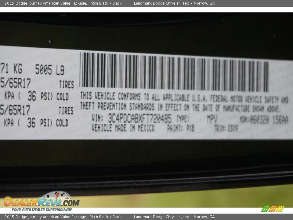 2015 Dodge Journey American Value Package Pitch Black / Black Photo #9