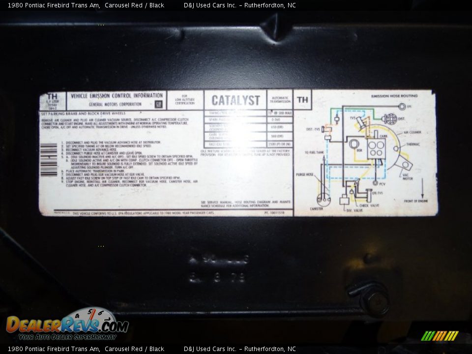 Info Tag of 1980 Pontiac Firebird Trans Am Photo #36