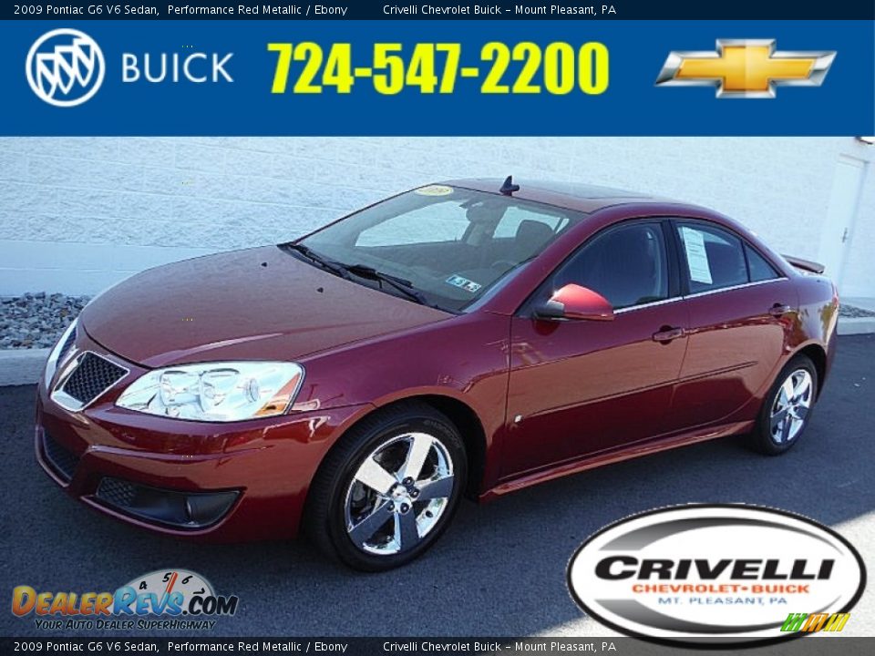 2009 Pontiac G6 V6 Sedan Performance Red Metallic / Ebony Photo #1