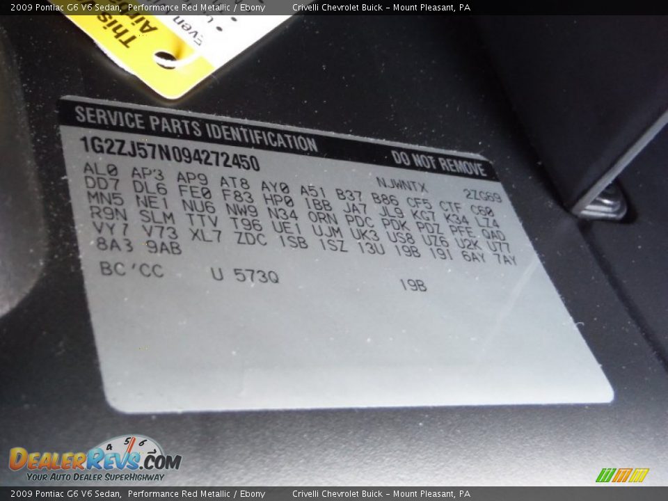 2009 Pontiac G6 V6 Sedan Performance Red Metallic / Ebony Photo #34
