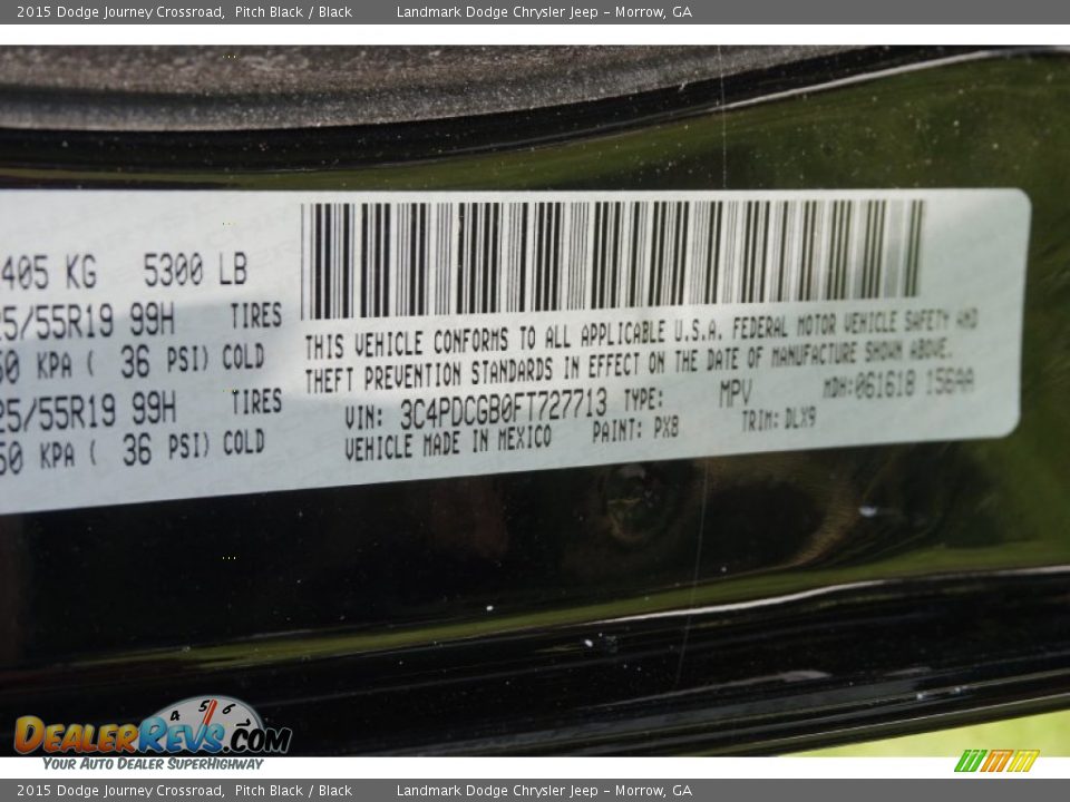 2015 Dodge Journey Crossroad Pitch Black / Black Photo #9