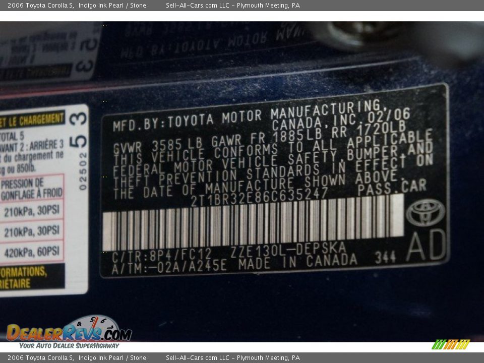 2006 Toyota Corolla S Indigo Ink Pearl / Stone Photo #14