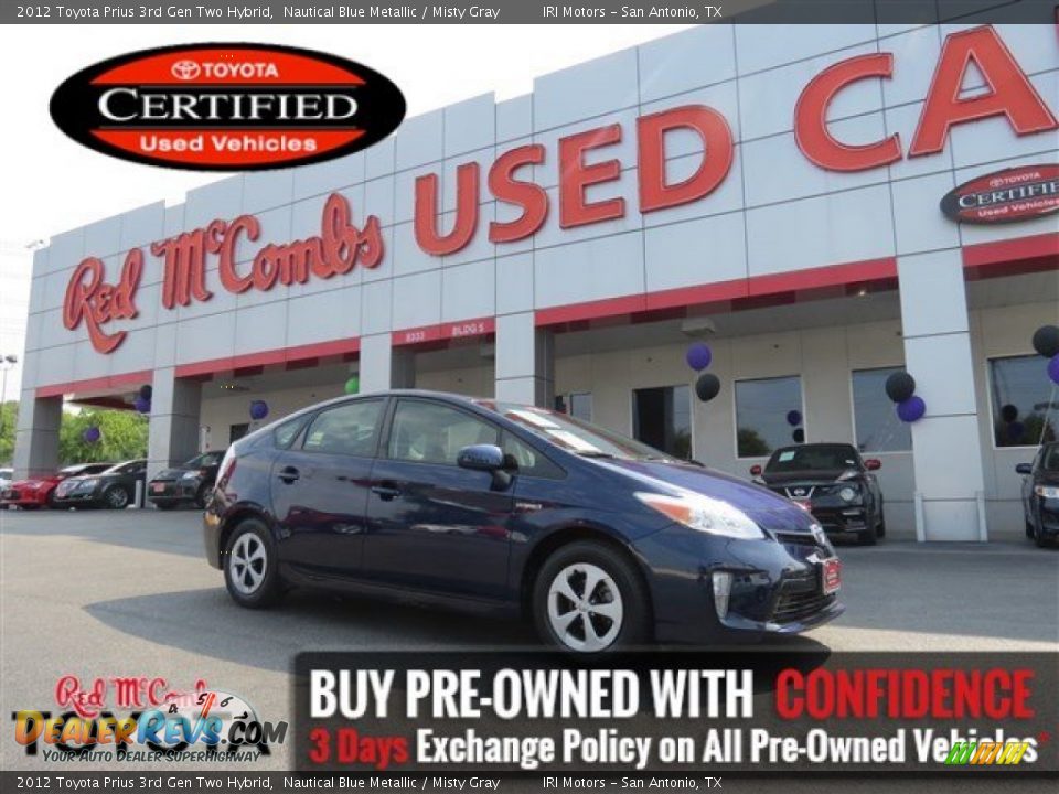 2012 Toyota Prius 3rd Gen Two Hybrid Nautical Blue Metallic / Misty Gray Photo #1