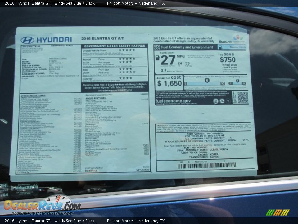 2016 Hyundai Elantra GT  Window Sticker Photo #34