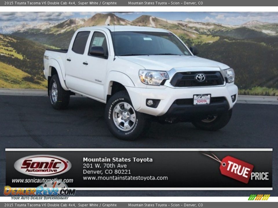 2015 Toyota Tacoma V6 Double Cab 4x4 Super White / Graphite Photo #1