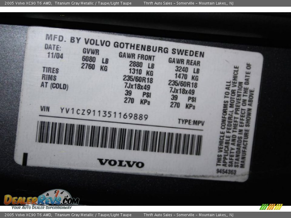 2005 Volvo XC90 T6 AWD Titanium Gray Metallic / Taupe/Light Taupe Photo #23