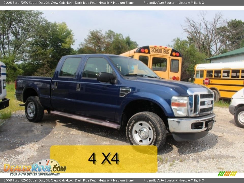 2008 Ford F250 Super Duty XL Crew Cab 4x4 Dark Blue Pearl Metallic / Medium Stone Photo #2
