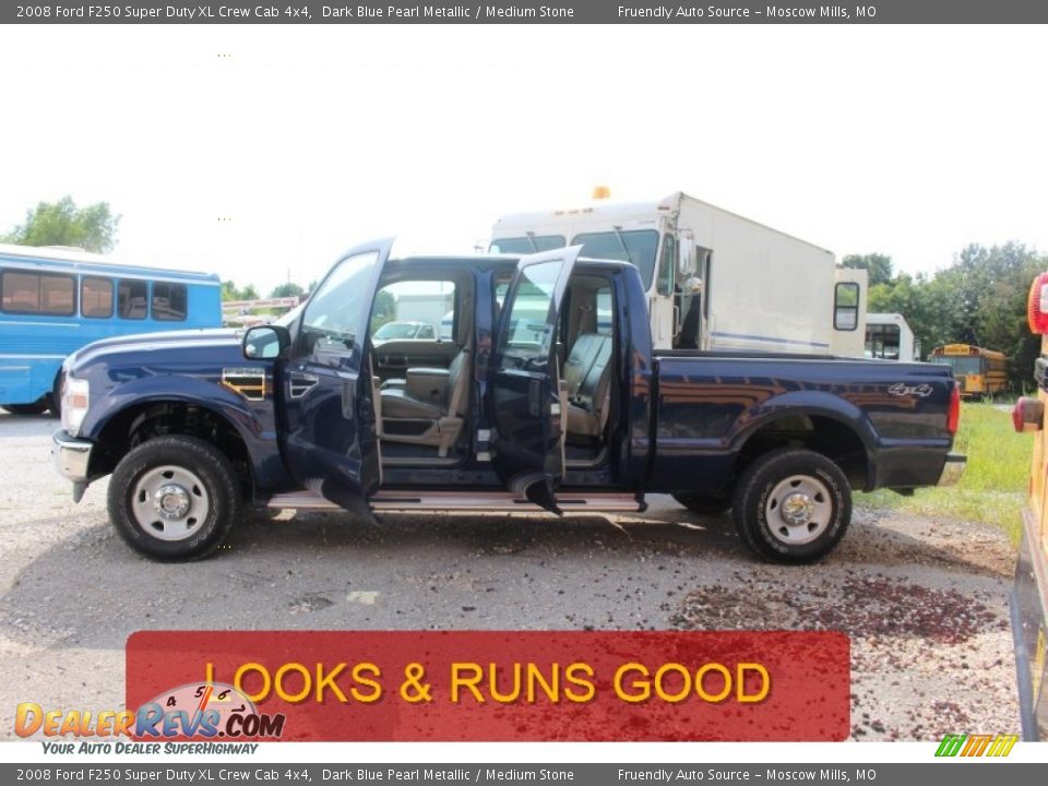 2008 Ford F250 Super Duty XL Crew Cab 4x4 Dark Blue Pearl Metallic / Medium Stone Photo #4