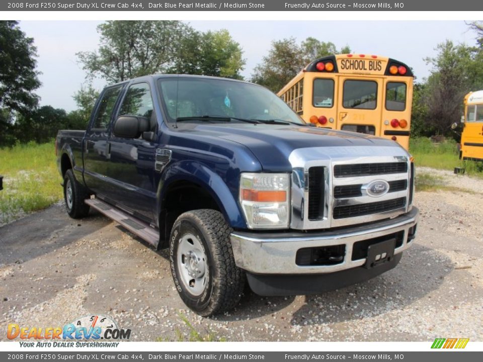 2008 Ford F250 Super Duty XL Crew Cab 4x4 Dark Blue Pearl Metallic / Medium Stone Photo #8