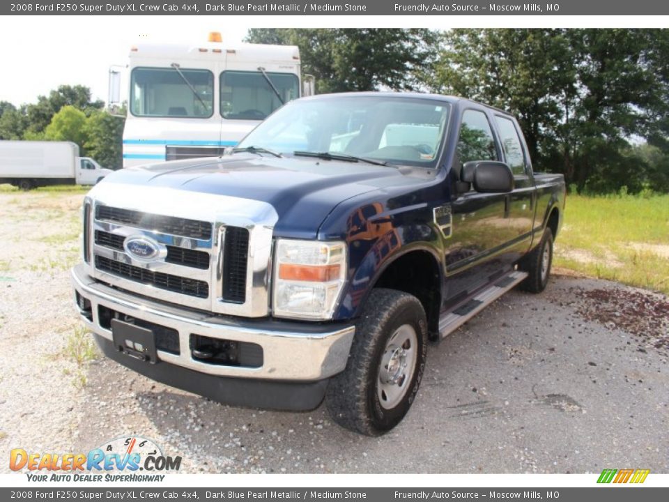 2008 Ford F250 Super Duty XL Crew Cab 4x4 Dark Blue Pearl Metallic / Medium Stone Photo #9