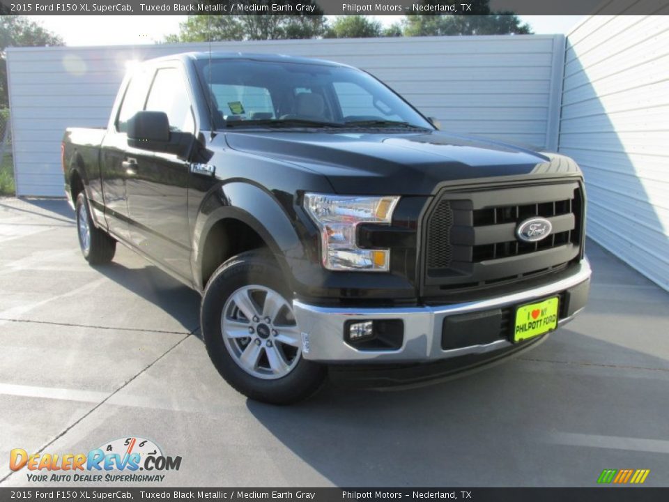 2015 Ford F150 XL SuperCab Tuxedo Black Metallic / Medium Earth Gray Photo #1