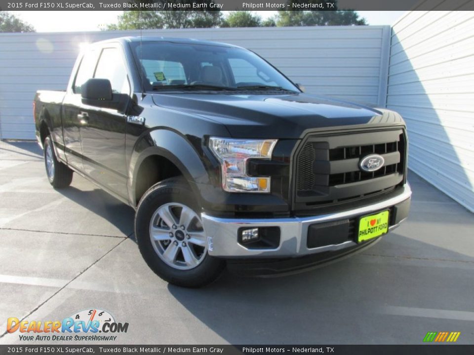 2015 Ford F150 XL SuperCab Tuxedo Black Metallic / Medium Earth Gray Photo #2