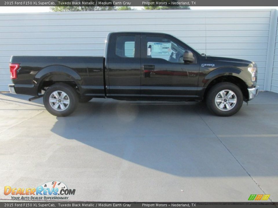 2015 Ford F150 XL SuperCab Tuxedo Black Metallic / Medium Earth Gray Photo #3