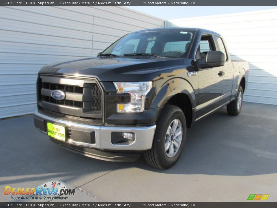 2015 Ford F150 XL SuperCab Tuxedo Black Metallic / Medium Earth Gray Photo #7