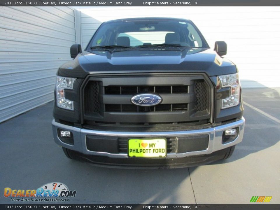 2015 Ford F150 XL SuperCab Tuxedo Black Metallic / Medium Earth Gray Photo #8