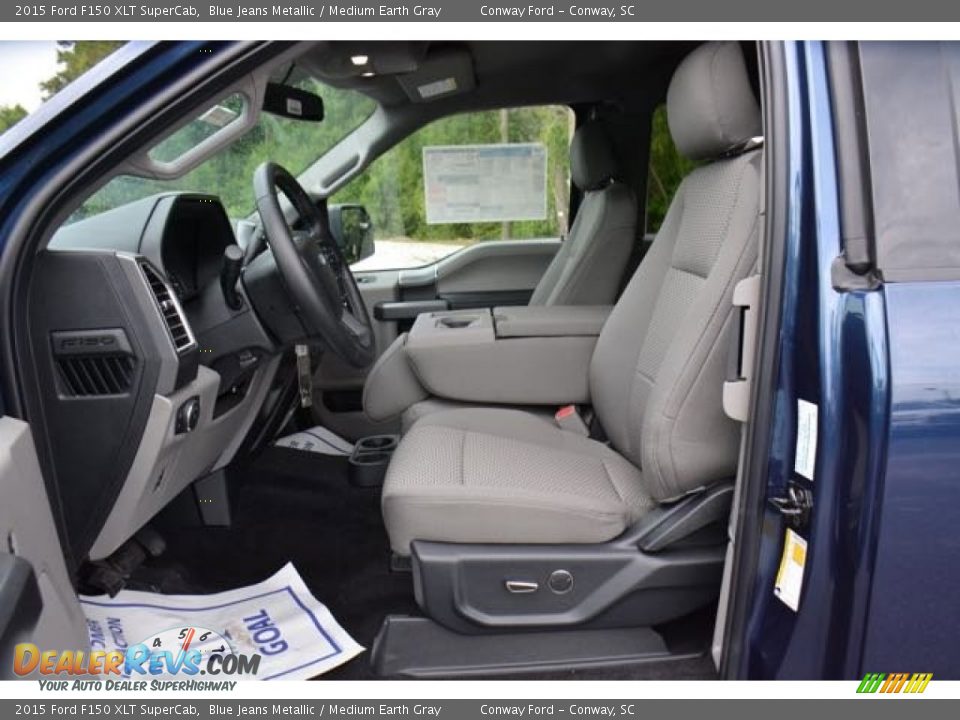 2015 Ford F150 XLT SuperCab Blue Jeans Metallic / Medium Earth Gray Photo #15
