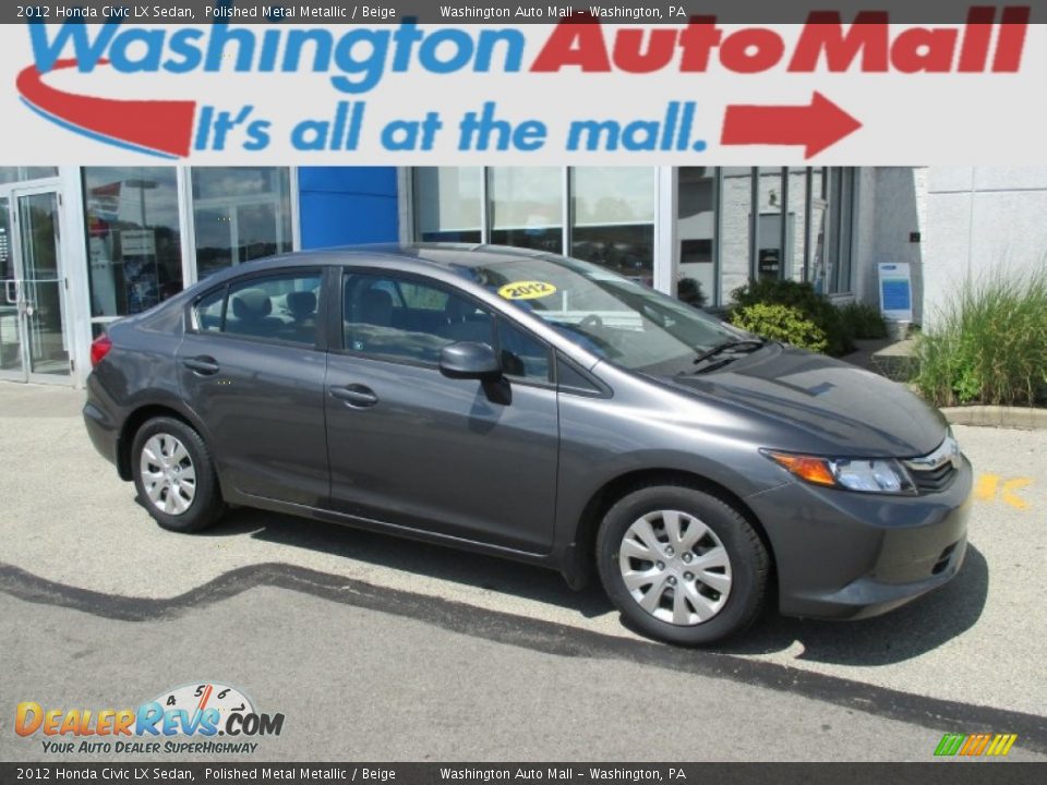 2012 Honda Civic LX Sedan Polished Metal Metallic / Beige Photo #1