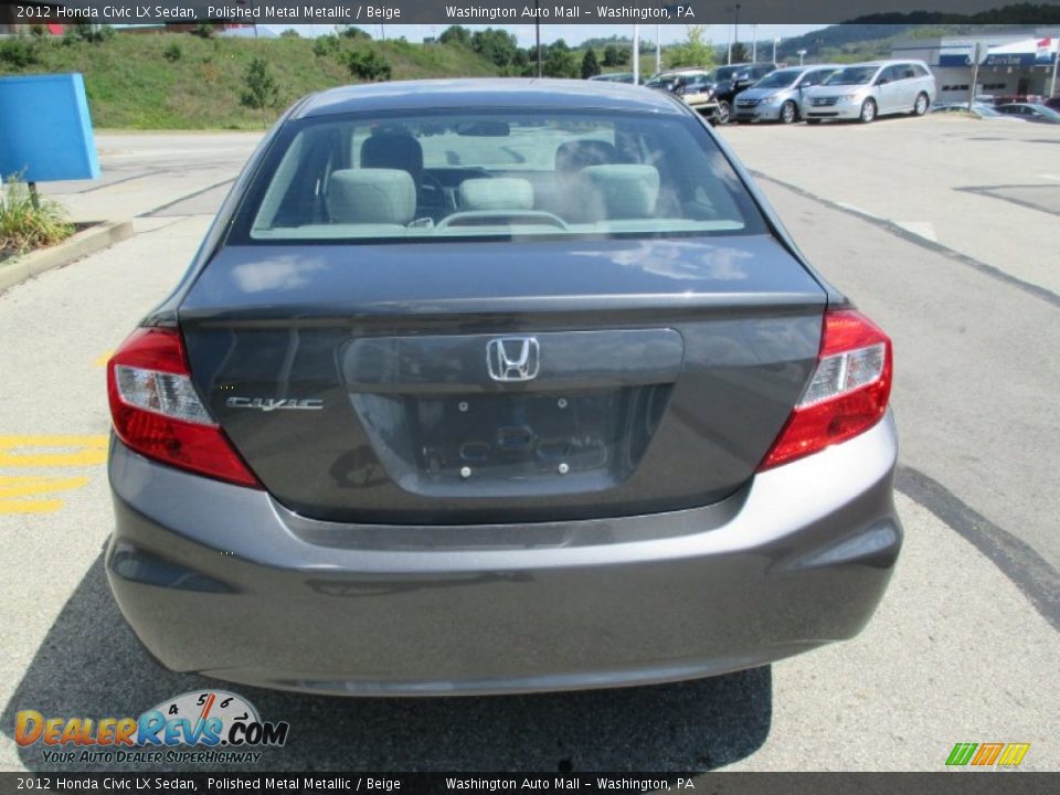 2012 Honda Civic LX Sedan Polished Metal Metallic / Beige Photo #5