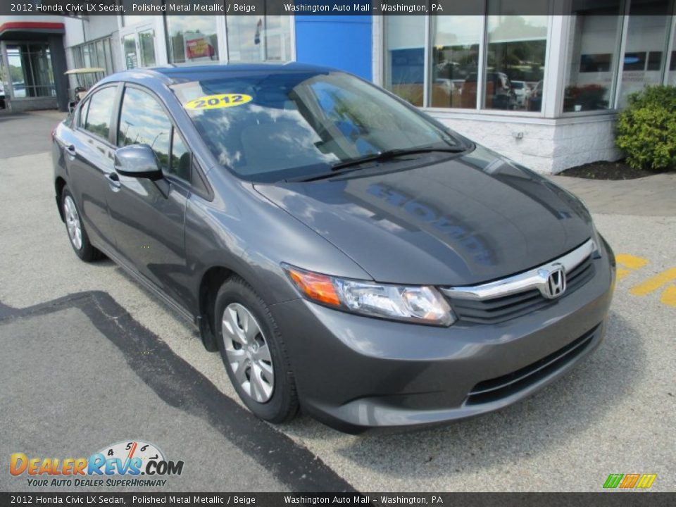 2012 Honda Civic LX Sedan Polished Metal Metallic / Beige Photo #10