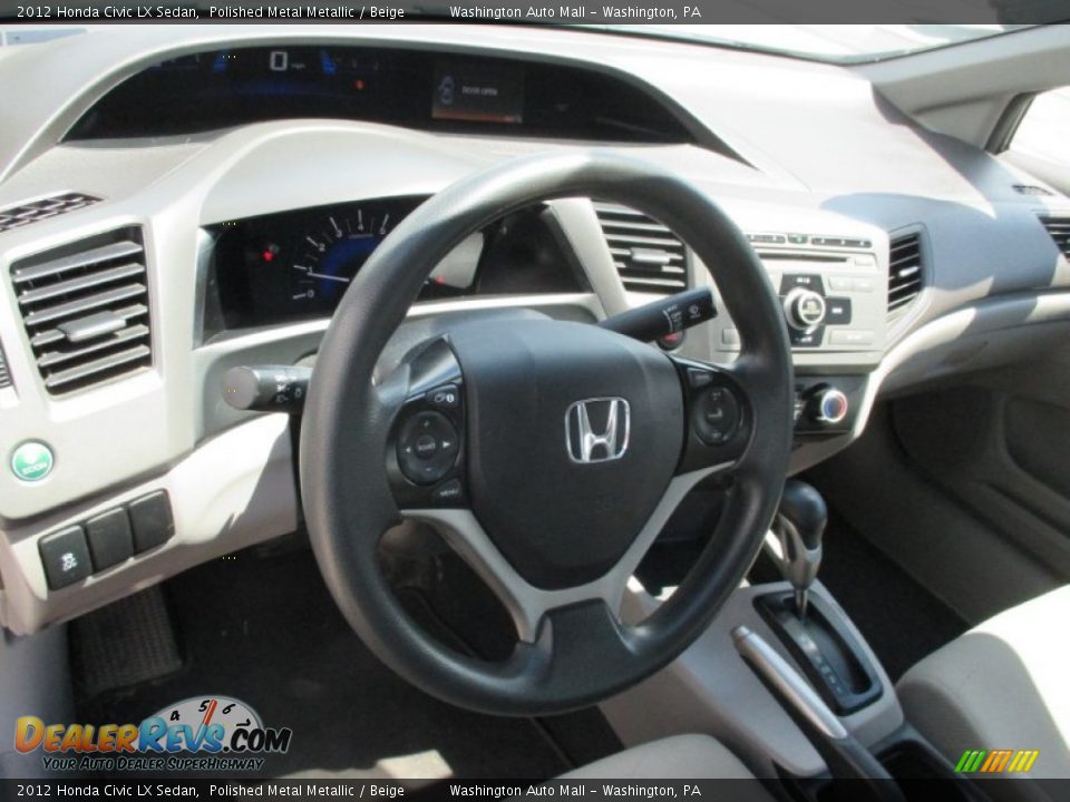2012 Honda Civic LX Sedan Polished Metal Metallic / Beige Photo #14