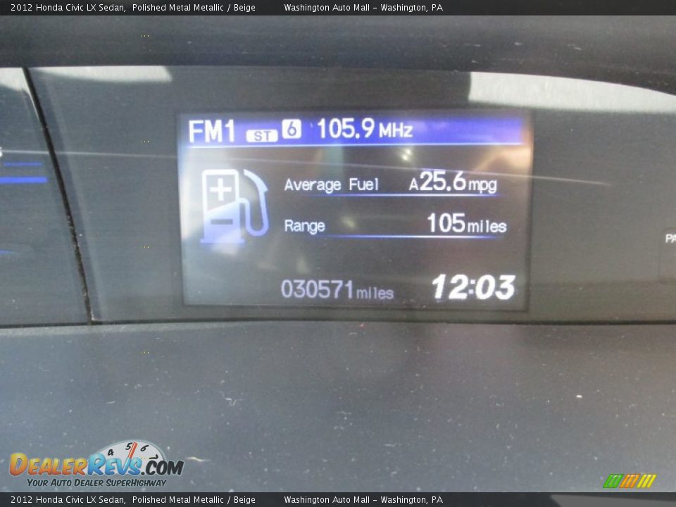 2012 Honda Civic LX Sedan Polished Metal Metallic / Beige Photo #20