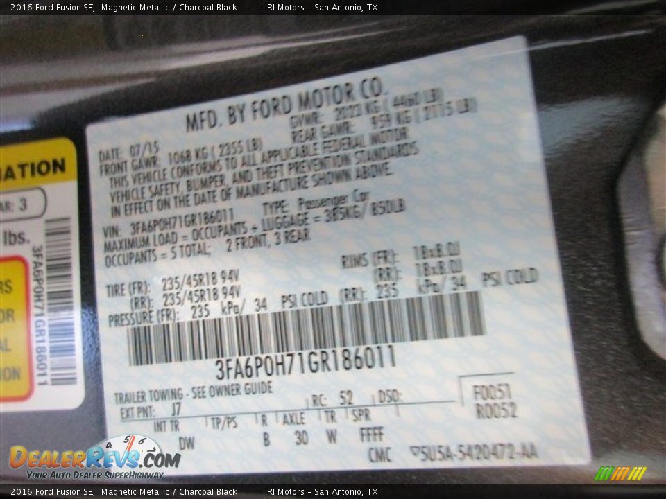 2016 Ford Fusion SE Magnetic Metallic / Charcoal Black Photo #14