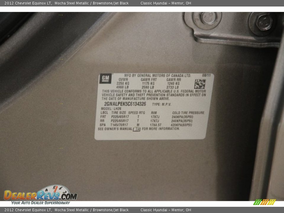 2012 Chevrolet Equinox LT Mocha Steel Metallic / Brownstone/Jet Black Photo #18