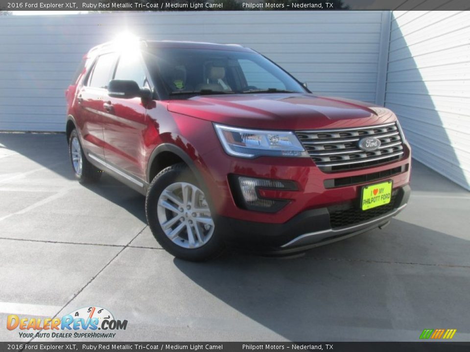 2016 Ford Explorer XLT Ruby Red Metallic Tri-Coat / Medium Light Camel Photo #2